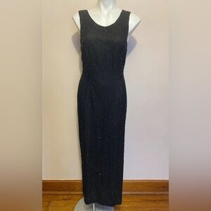 Laurence Kazar Vintage Black Beaded Formal Dress
